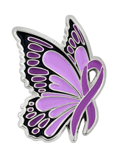 Pinmarts Domestic Violence Awareness Butterfly Purple Ribbon Enamel