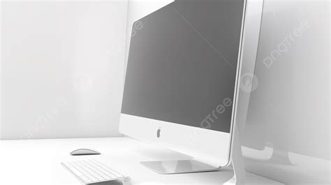 معزولة خلفية بيضاء d تقديم شاشة كمبيوتر على غرار Imac مع شاشة فارغة ونسخ الفضاء كمبيوتر