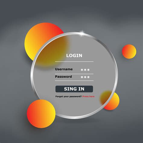 Vector Glassmorphism Concept Login Page With Frosted Glass Mobile App