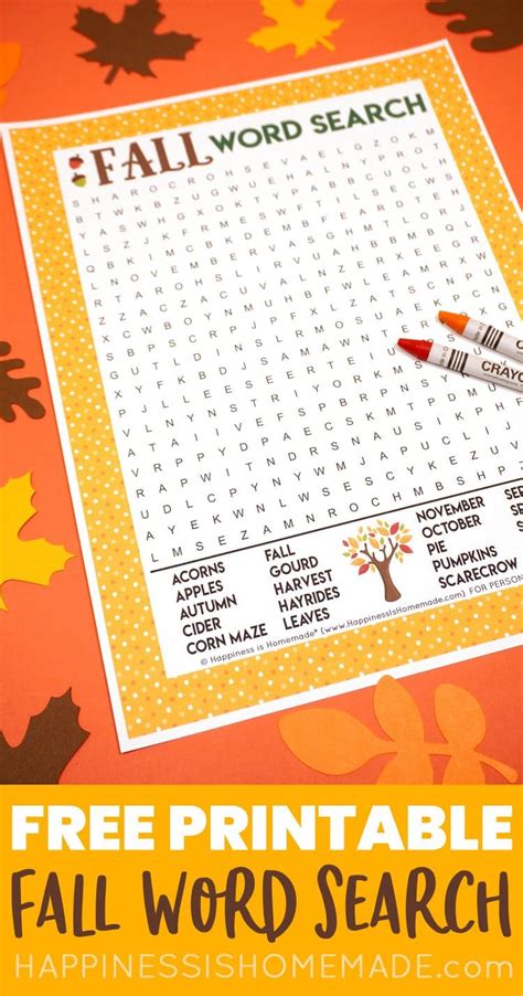 Fall Word Search Printable Happiness Is Homemade