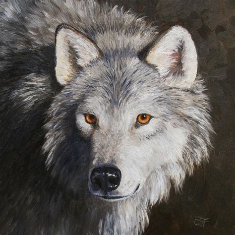 Wolf Portrait Painting By Crista Forest