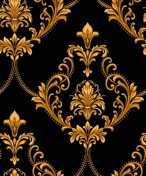 An Ornate Gold And Black Wallpaper Pattern