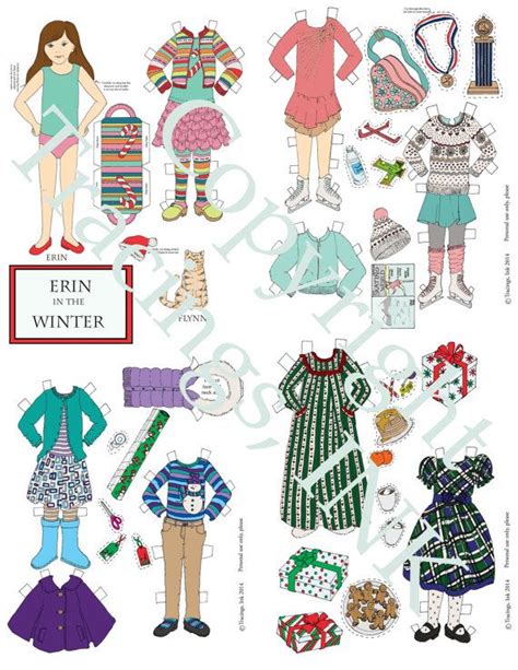 8 Pages Winter Paper Doll Pdf Instant Download 11 Outfits Etsy In