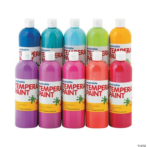 16 Oz Washable Tropical Assorted Colors Tempera Paint Set Of 10