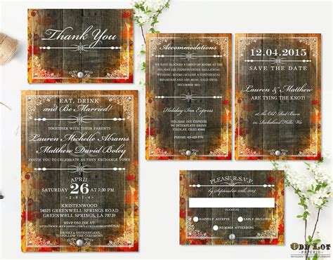 Rustic Fall Wedding Invitation Set Wedding Stationery Fall Etsy