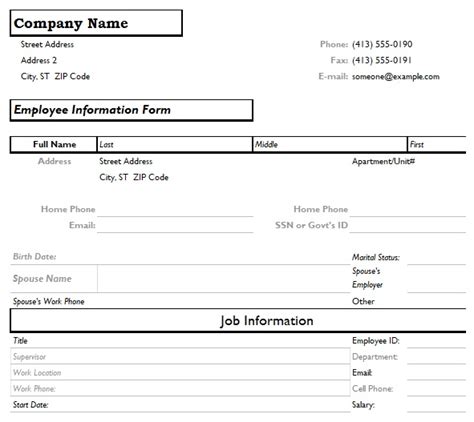 Personal Profile Template Excel Professional Employee Profile