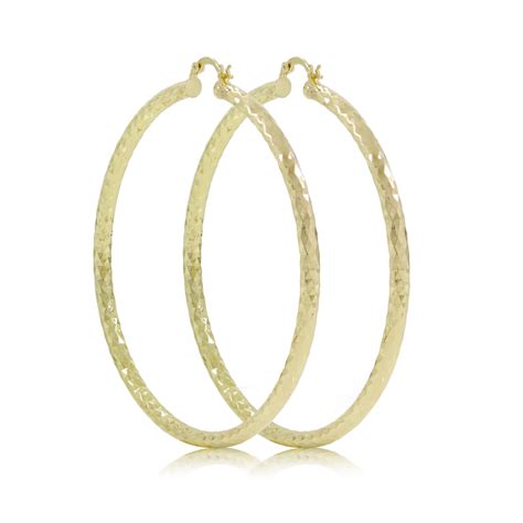 Gold Tone 80mm Large Real Gold Plated Round 14k Gold Filled Hoop