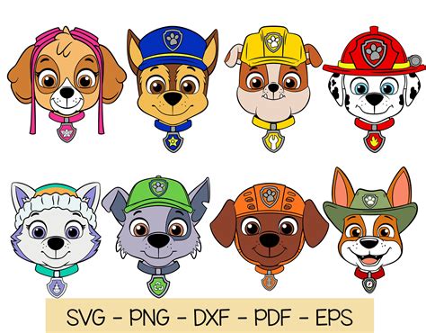 Paw Patrol Heads Svg Clipart Png For Cricut Bundle Etsy New Zealand