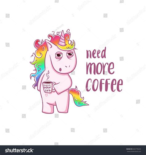Unicorn Needs Coffee Good Morning Magic Stock Vector 602776232