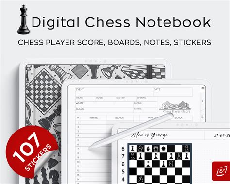 Your Digital Chess Notebook Player Scorebook Stickers Included