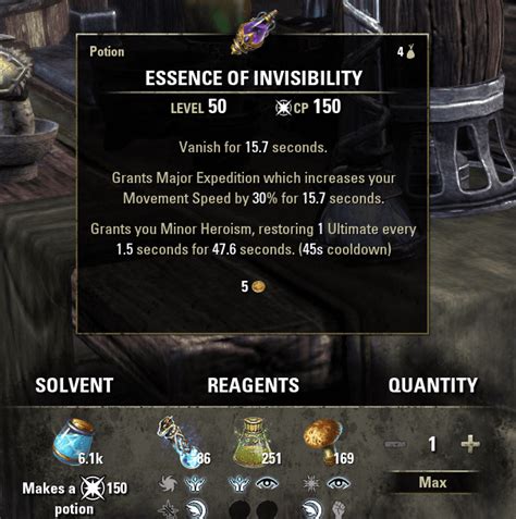 5 Best Pvp Potions In Eso Invisibility Speed Immovability