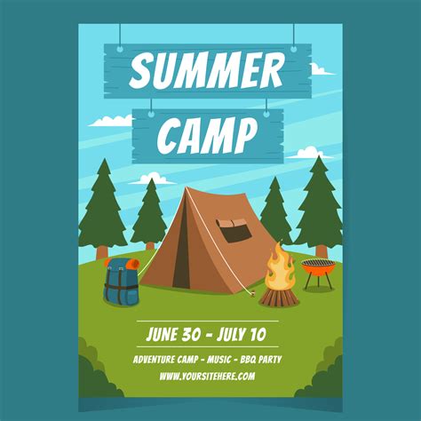Summer Camp Poster Template 7553717 Vector Art At Vecteezy