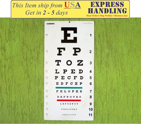 Snellens Distance Vision Eye Chart 20 Ft Ship From Usa Within 1