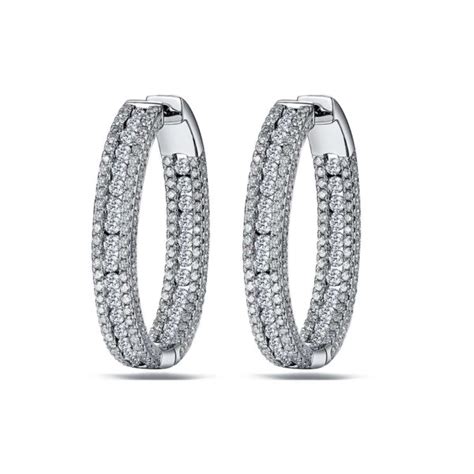 14kt white gold diamond hoops house of diamonds