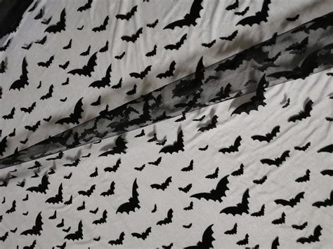 Halloween Fabric Mesh Fabric With Bats Animal Fabric Etsy