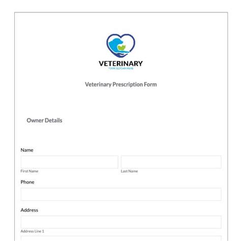Veterinary Prescription Template Formstack