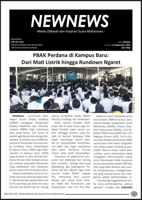 Buletin Lembaga Pers Mahasiswa Ara Aita