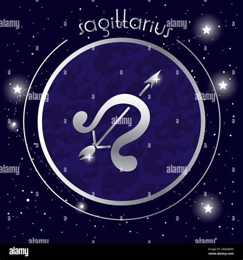 Sagittarius Zodiac Sign Silver Seal Stock Vector Image And Art Alamy