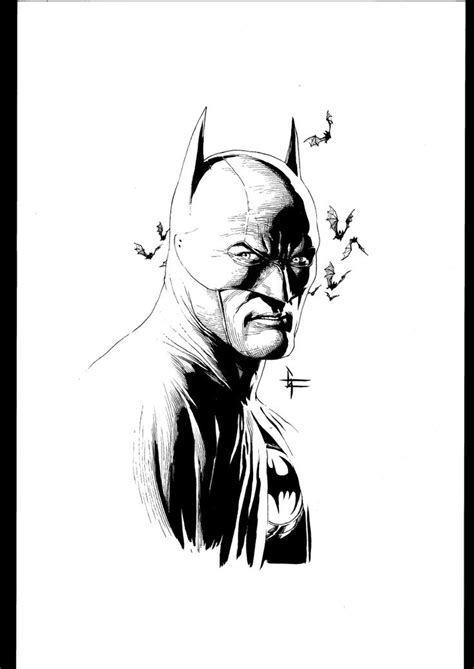 A Black And White Drawing Of Batman With Bats Coming Out Of His Face