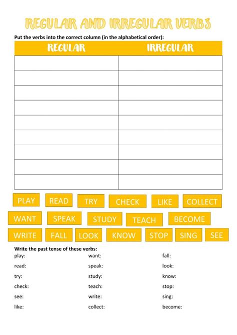 Regular And Irregular Verbs List Ficha Interactiva Verb Practice My