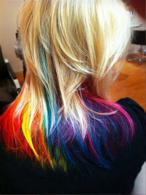 Blonde And Rainbow Rainbow Hair Color Rainbow Hair Hair