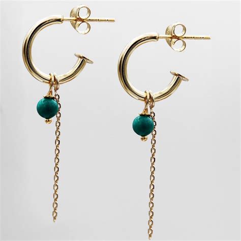 Turquoise J Hoops In Gold Ozz