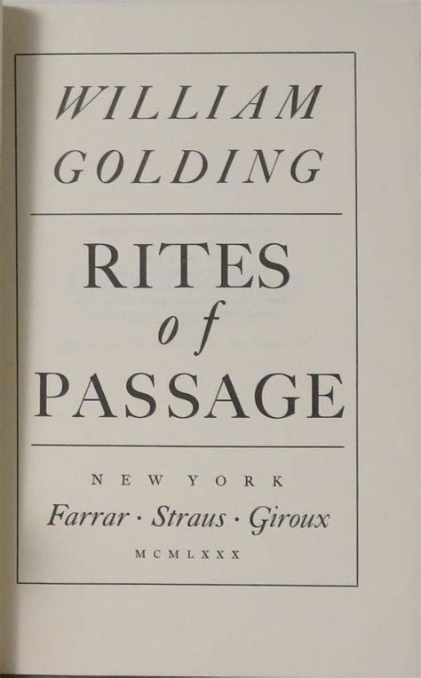 Rites Of Passage By Golding William Hardcover 1980 First Edition