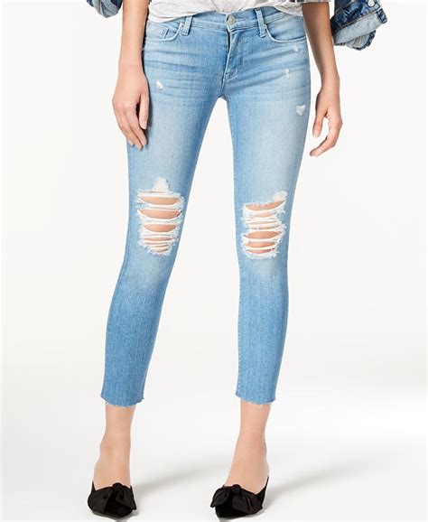 Hudson Jeans Ripped Cropped Skinny Jeans Macys
