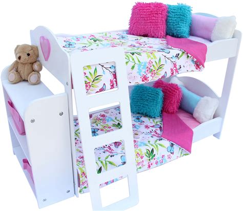 20 pc doll bedroom set for 18 inch american girl doll includes bunk bed bookshelf x2