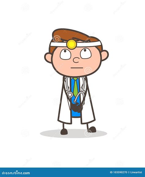 Cartoon Doctor Thinking An Idea Vector Illustration Stock Illustration