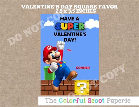 Super Mario Brothers Valentine Card By Thecolorfulscoot On