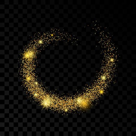 Light Wave With Gold Glitter Effect On A Dark Transparent Background