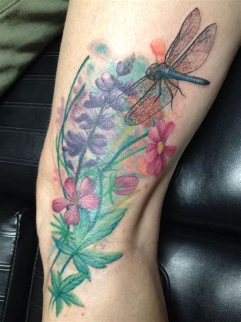 Collection by the wild tattoo. Wild Flowers with Dragonfly tattoo. Done by Christina ...