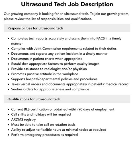 Ultrasound Tech Job Description Velvet Jobs