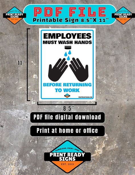 Workplace Employees Must Was Hands Before Returning To Work Sign Pdf