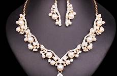 pearl necklace jewelry earrings gold sets bridal women set wedding imitation jewellery brides arrival drop shipping color