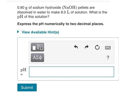 Solved G Of Sodium Hydroxide Naoh Pellets Are Chegg