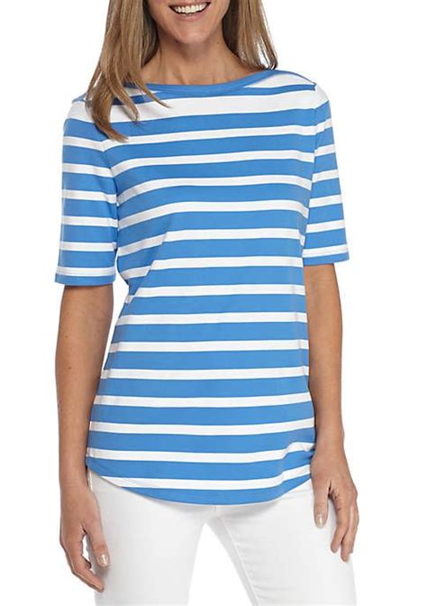 Kim Rogers® Elbow Sleeve Ombre Stripe Tee Striped Tee Tees Elbow Sleeve