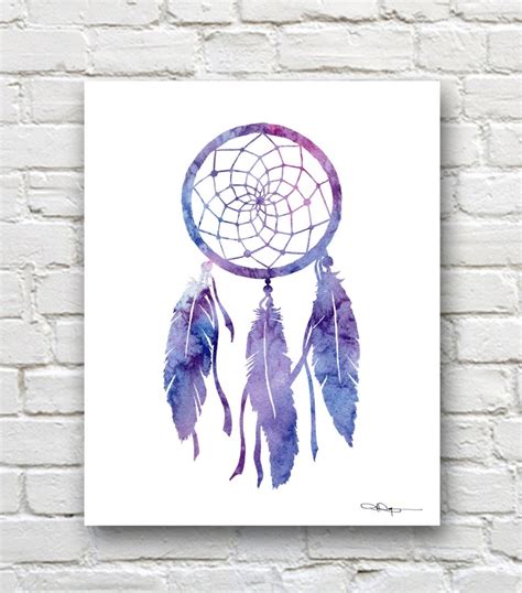 Dreamcatcher Art Print Abstract Watercolor Painting Wall Etsy