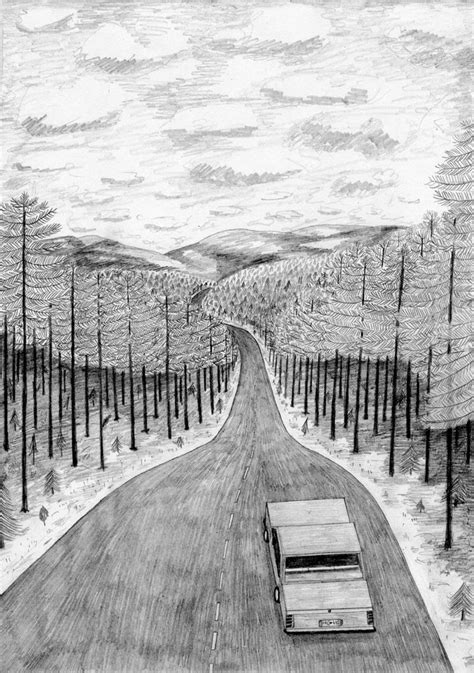 Nevver Pictures To Draw Cool Pencil Drawings Road Drawing