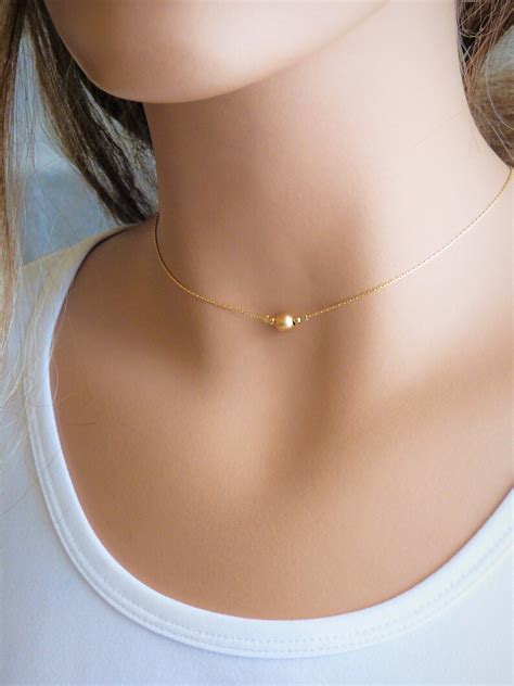 Gold Choker Necklace 14K Gold Filled Ball Bead Necklace Etsy
