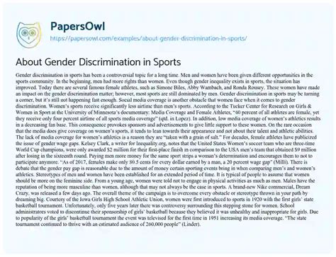 about gender discrimination in sports free essay example 643 words