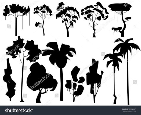 Vector Illustration Set Silhouettes Trees Stock Vector Royalty Free