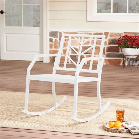 Mainstays Evry Bell Outdoor Metal Rocking Chair White