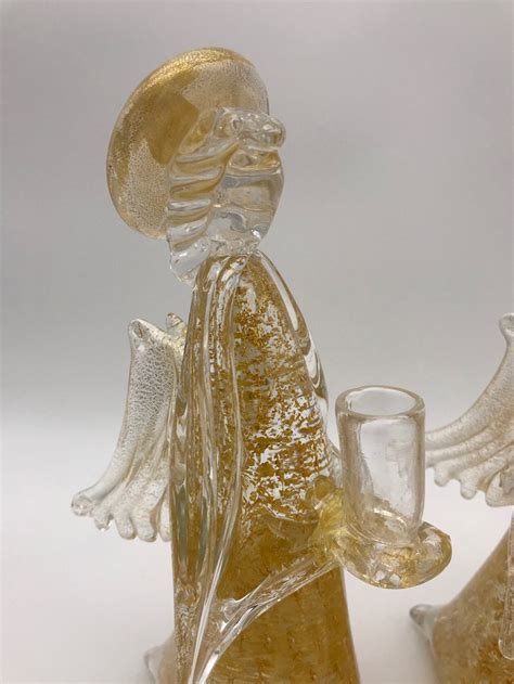 Vintage Murano Italian Art Glass Angel Candle Holders Gold Etsy