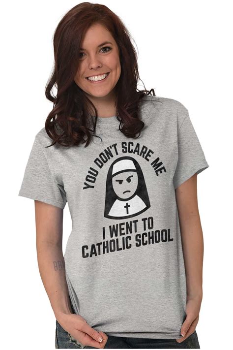 Went To Catholic School Funny Nun Religious Adult Short Sleeve Crewneck