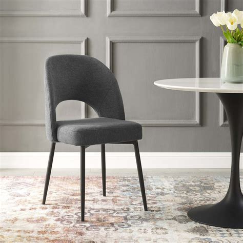 Modway Rouse Upholstered Fabric Dining Side Chair In Black Charcoal