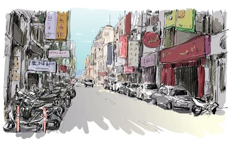 Premium Vector Sketch Of Cityscape In Taiwan Show Urban Street View