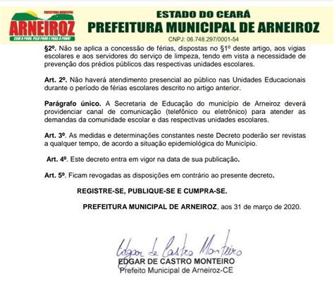 Blog Do Flaviano Oliveira Arneiroz Decreto Do Executivo Antecipa