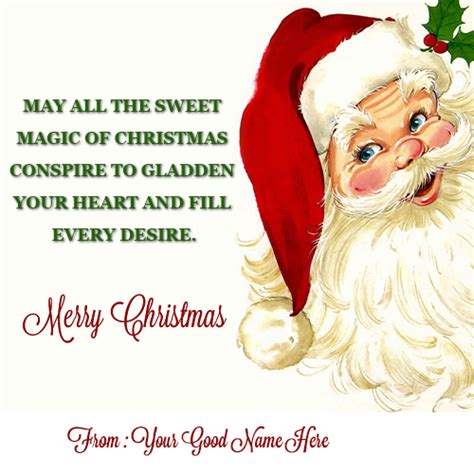 Write Name On Merry Christmas And Happy New Year Card Wishes Greeting